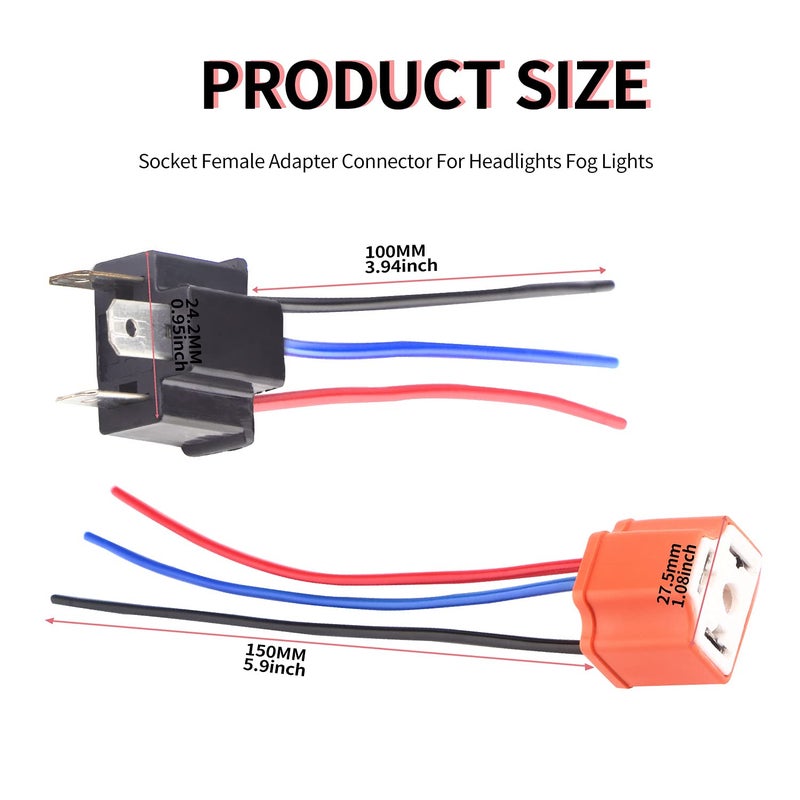 GLL H4 9003 HB2 Female&Male Wire Wiring Harness Sockets for 4"x6" 7"x6" 5"x7" inch Sealed Beam Car Truck Headlights Pickup Heavy Duty Headlamp 2set - Image 4